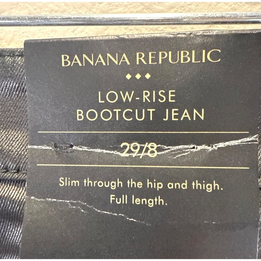 NWT Banana Republic Women's Low-Rise Bootcut Black Shiny Jeans Size 29/8 - Picture 6 of 12